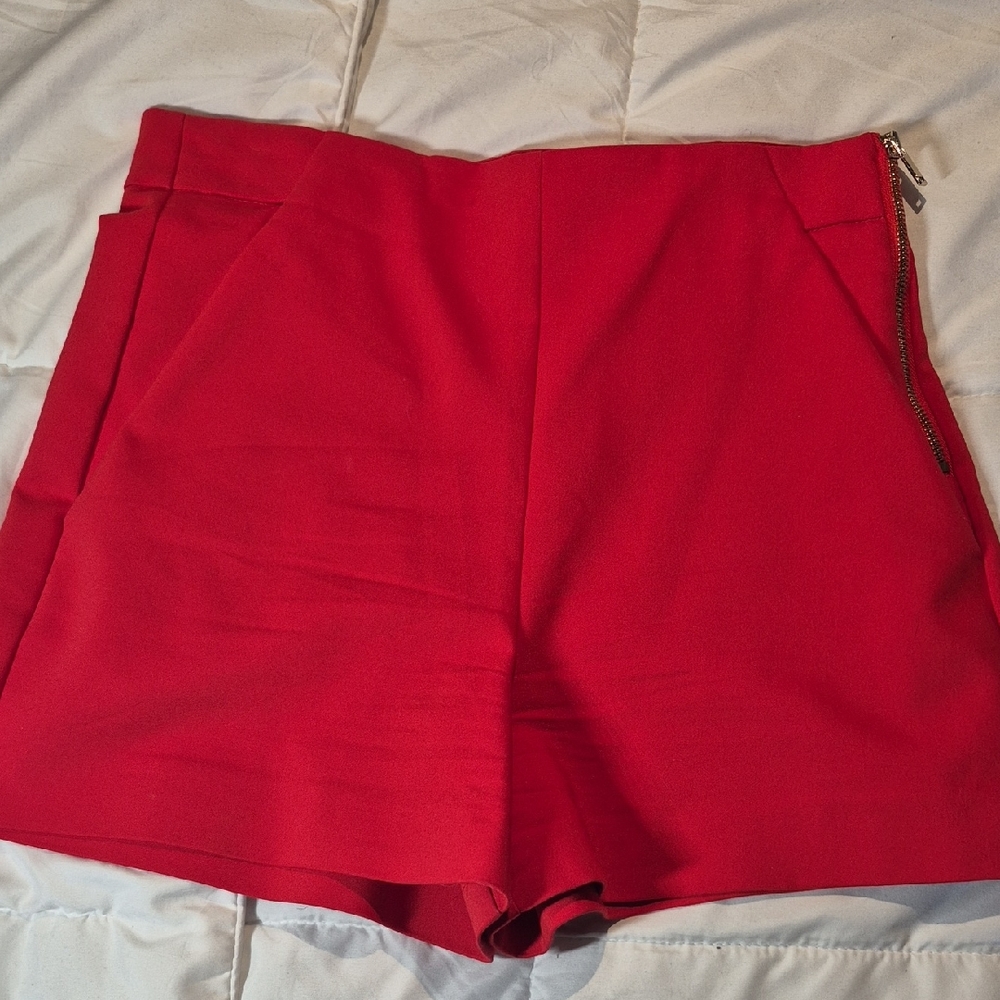 DJI Women's High Waist Red Shorts